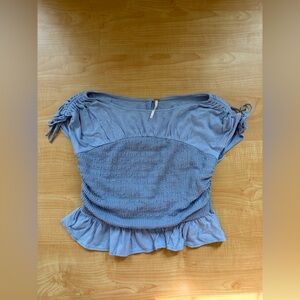 Free People Smocked Ruffle Hem Women’s Top in lavender!